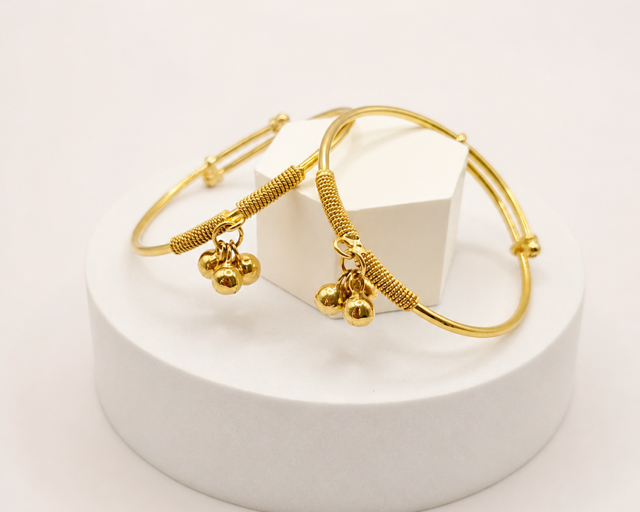Bell Charm Baby Kada Pair — Baby's Kadas collection