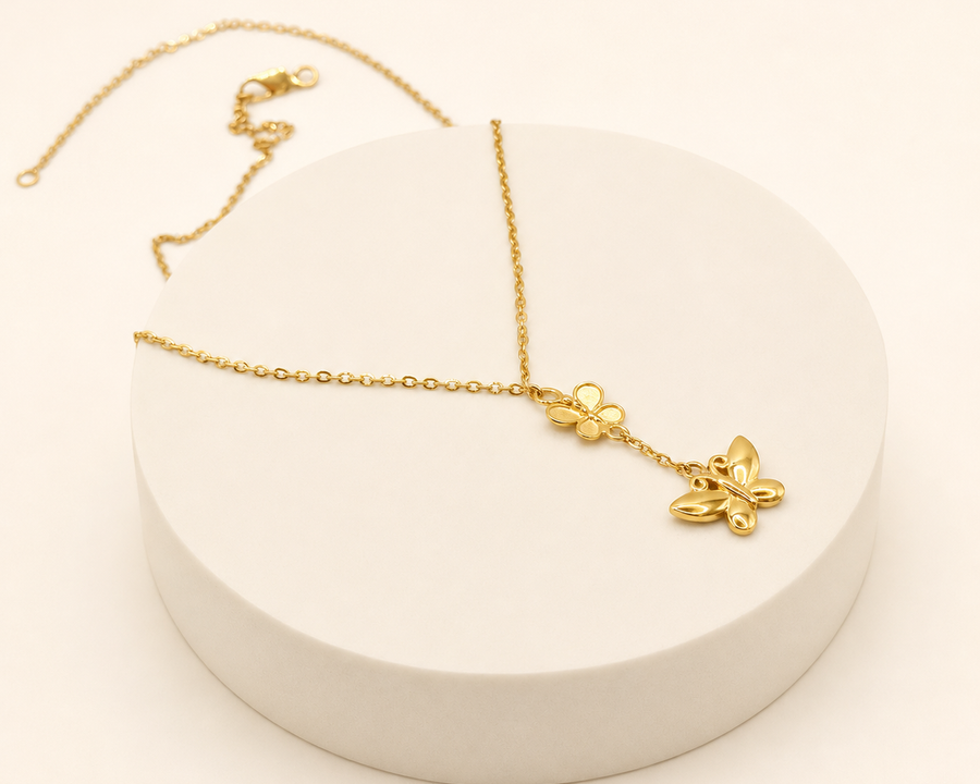 Butterfly Drop Small Necklace — 22ct Gold collection