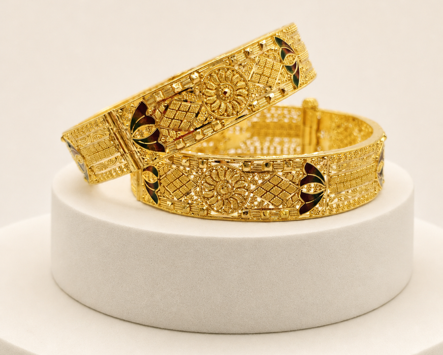 Enamel Flower Bangle Pair — Bangles collection