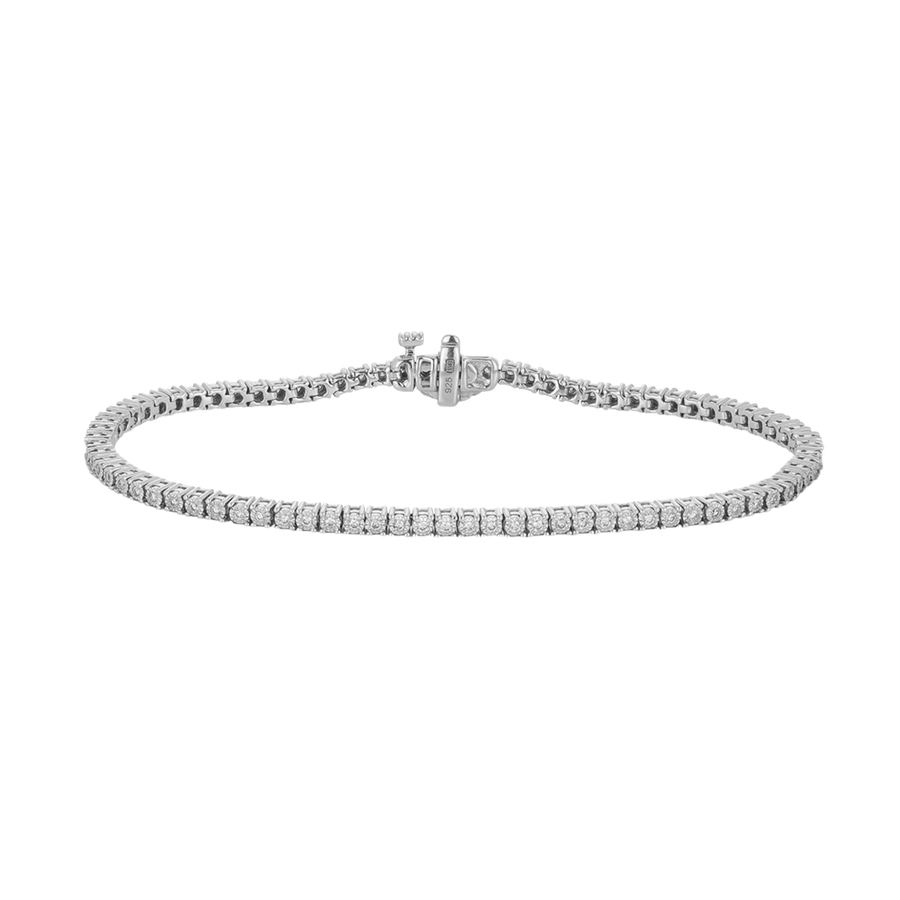 0.50ct TW Illusion Set Diamond Tennis Bracelet in Sterling Silver