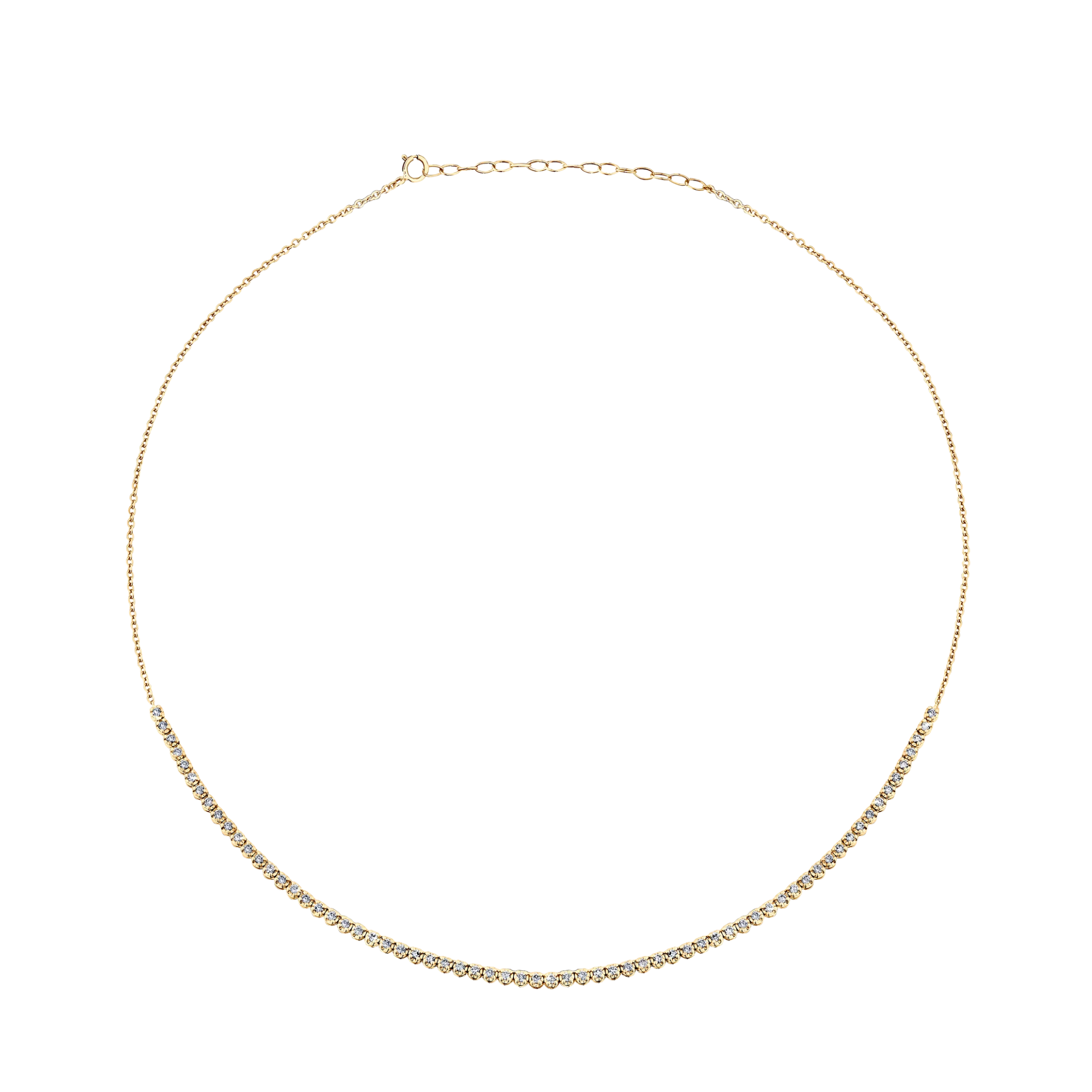 1.00ct TW Lab Grown Half Diamond Tennis Necklace in 9ct Yellow Gold