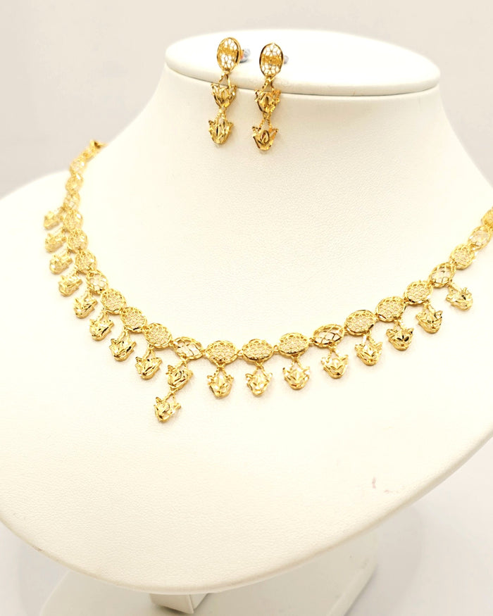 Royal Filigree Gold Necklace & Earring Set