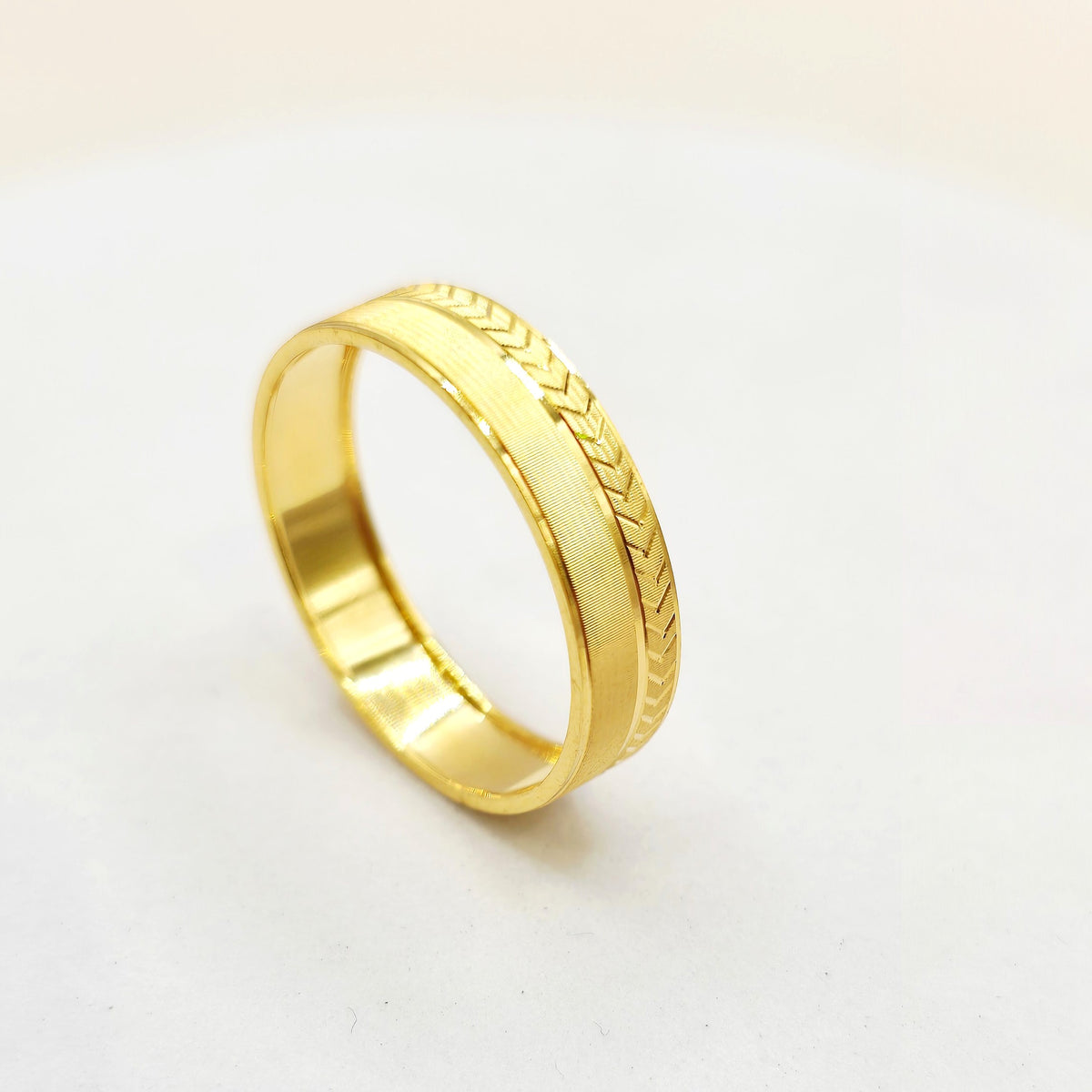 Textured Chevron Gold Band