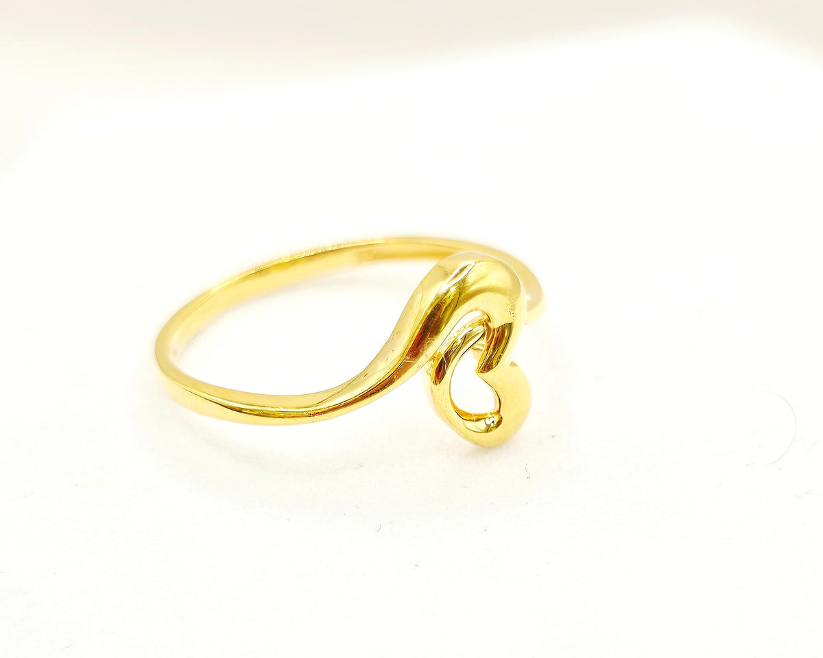 Swirled Open Heart Gold Ring
