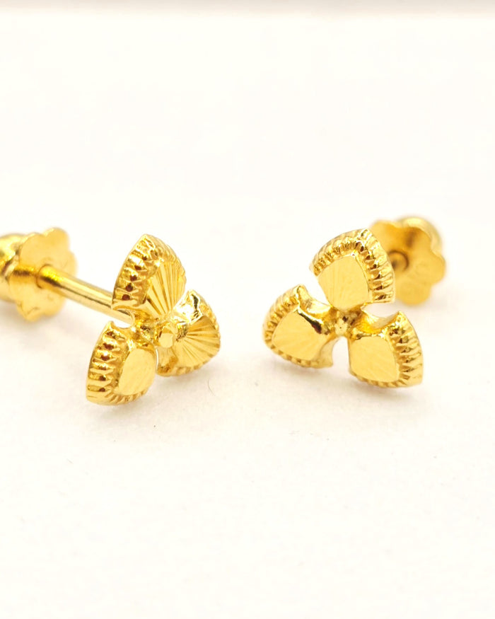 Three-Petal Gold Earrings