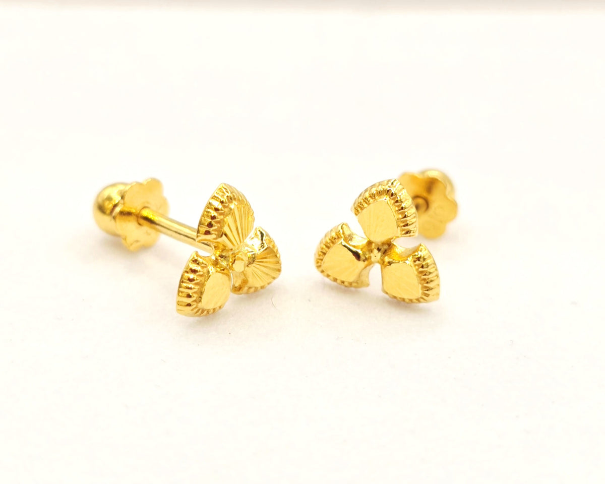Three-Petal Gold Earrings