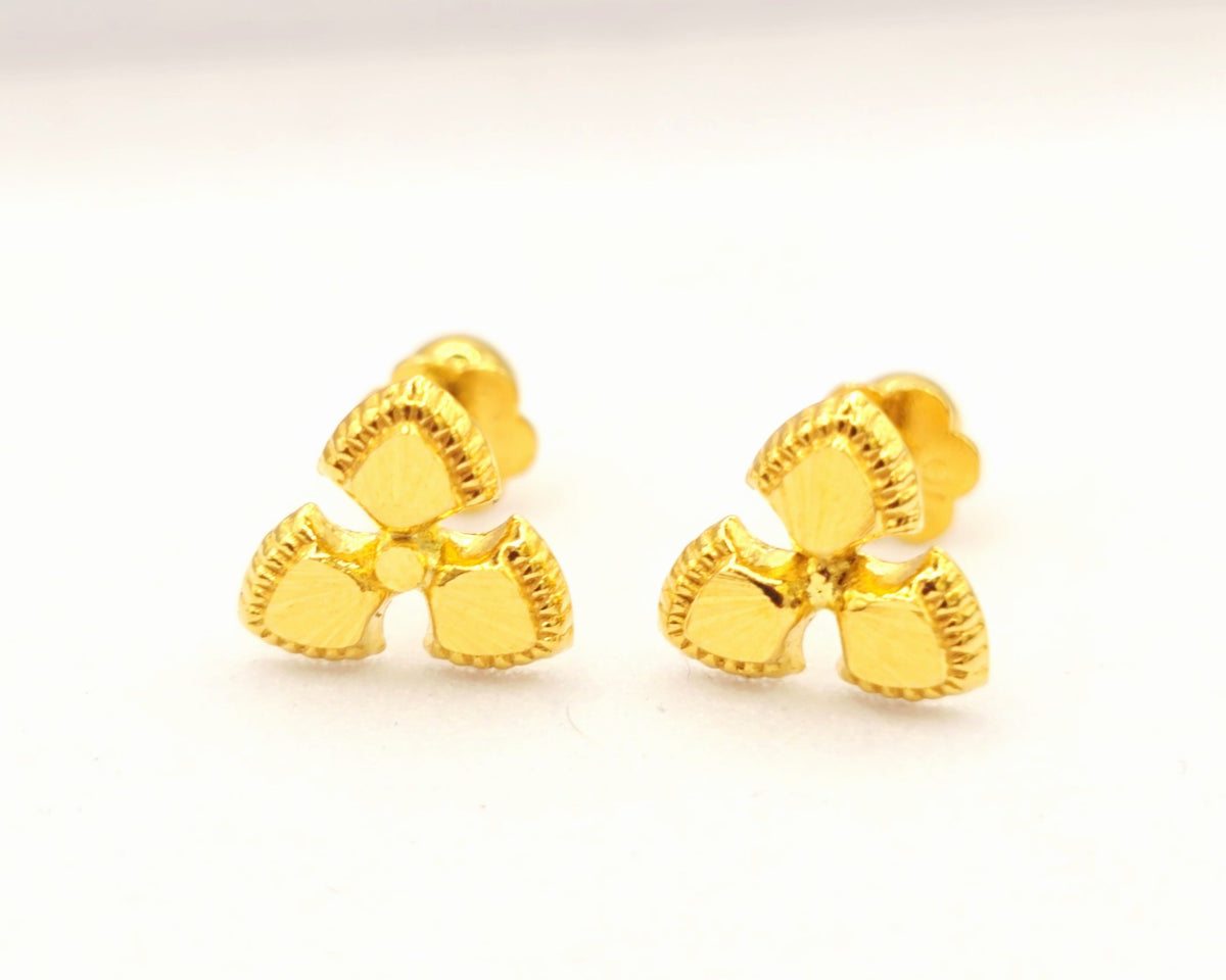 Three-Petal Gold Earrings