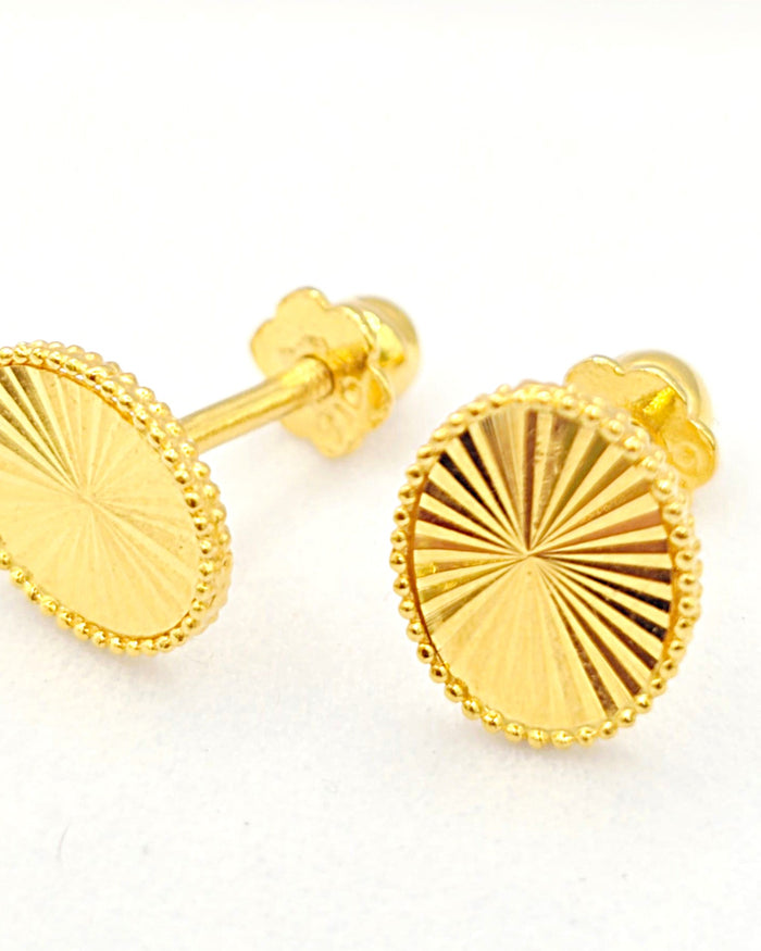 Radiant Beaded-Edge Gold Earrings
