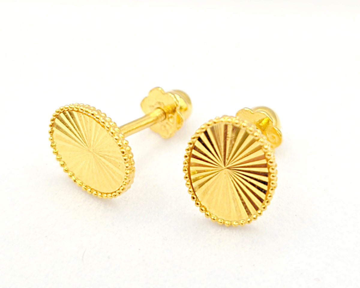 Radiant Beaded-Edge Gold Earrings