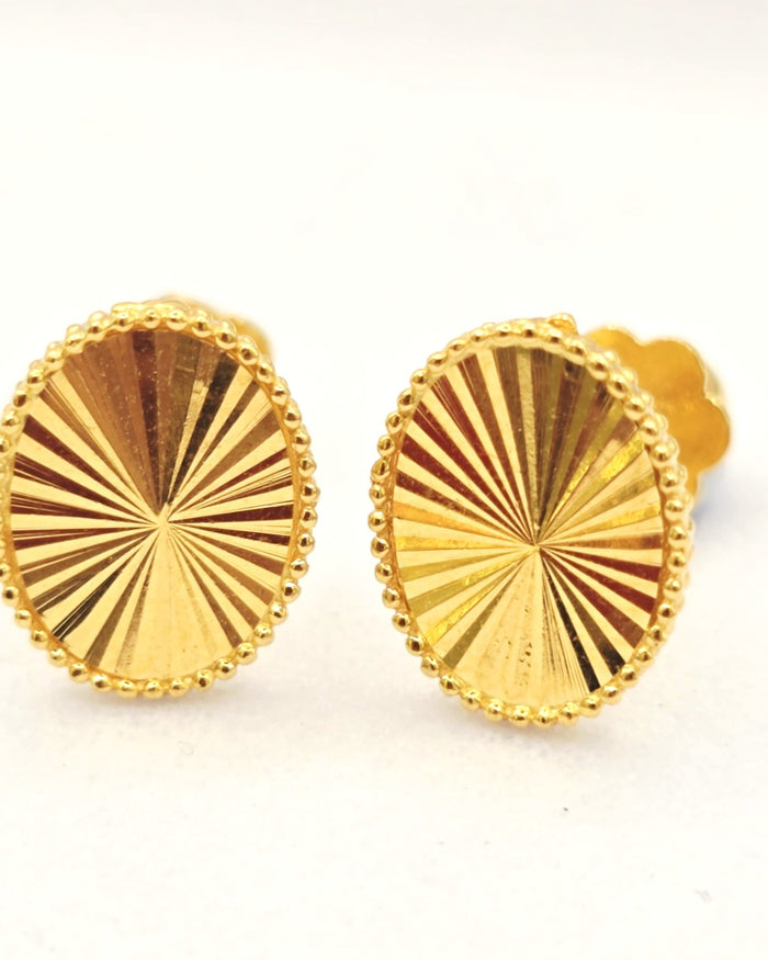 Radiant Beaded-Edge Gold Earrings