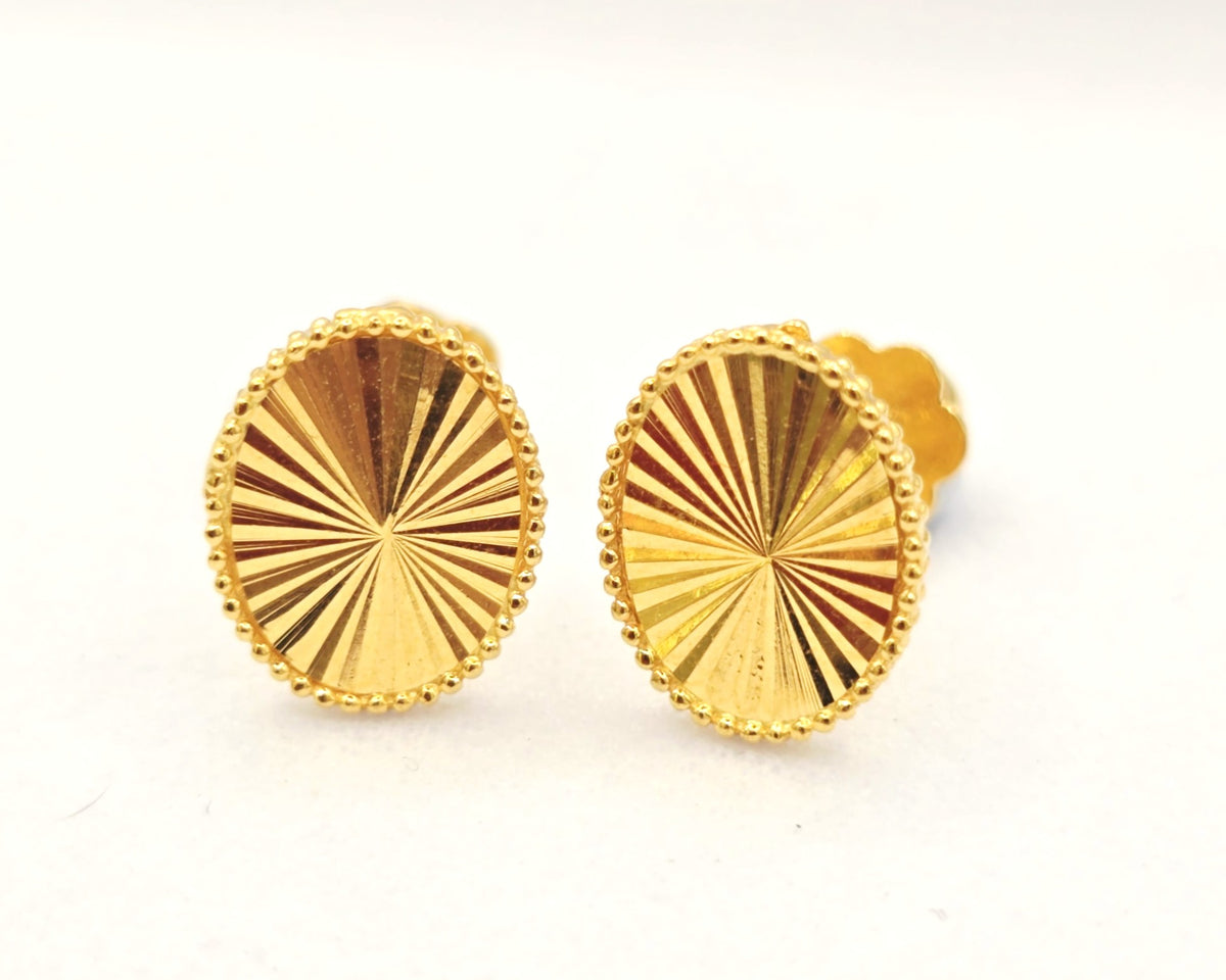 Radiant Beaded-Edge Gold Earrings