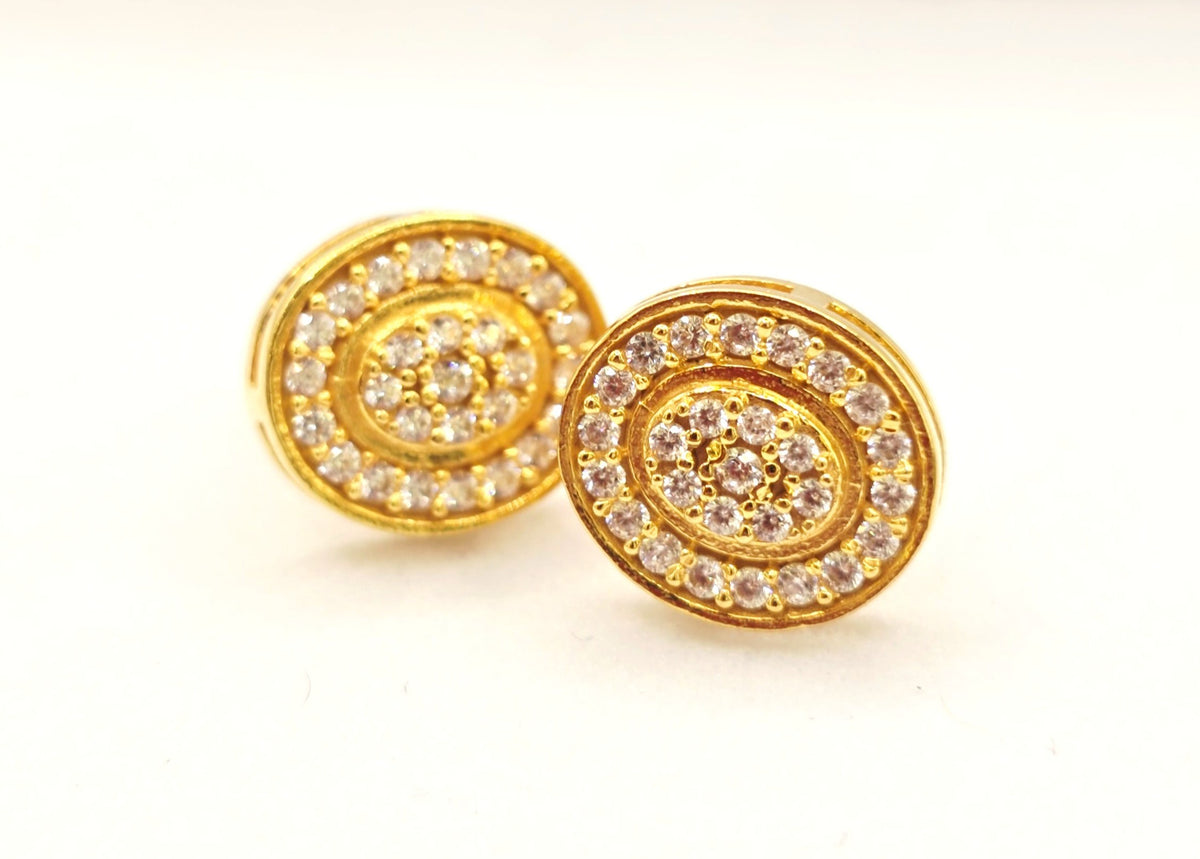 Oval Pave Halo Studs