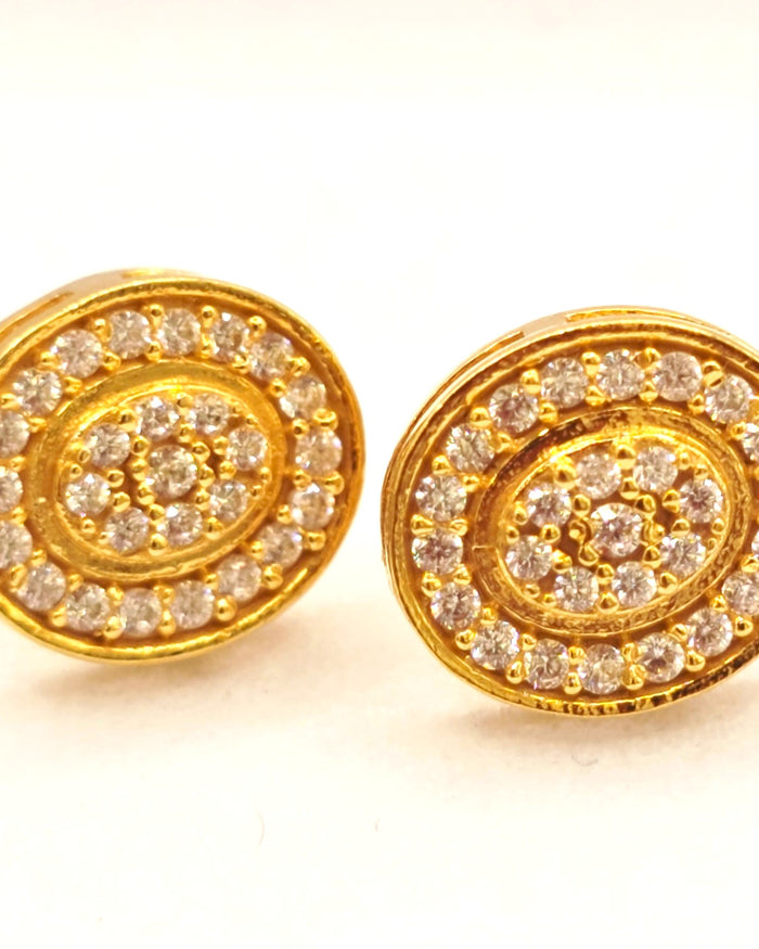 Oval Pave Halo Studs