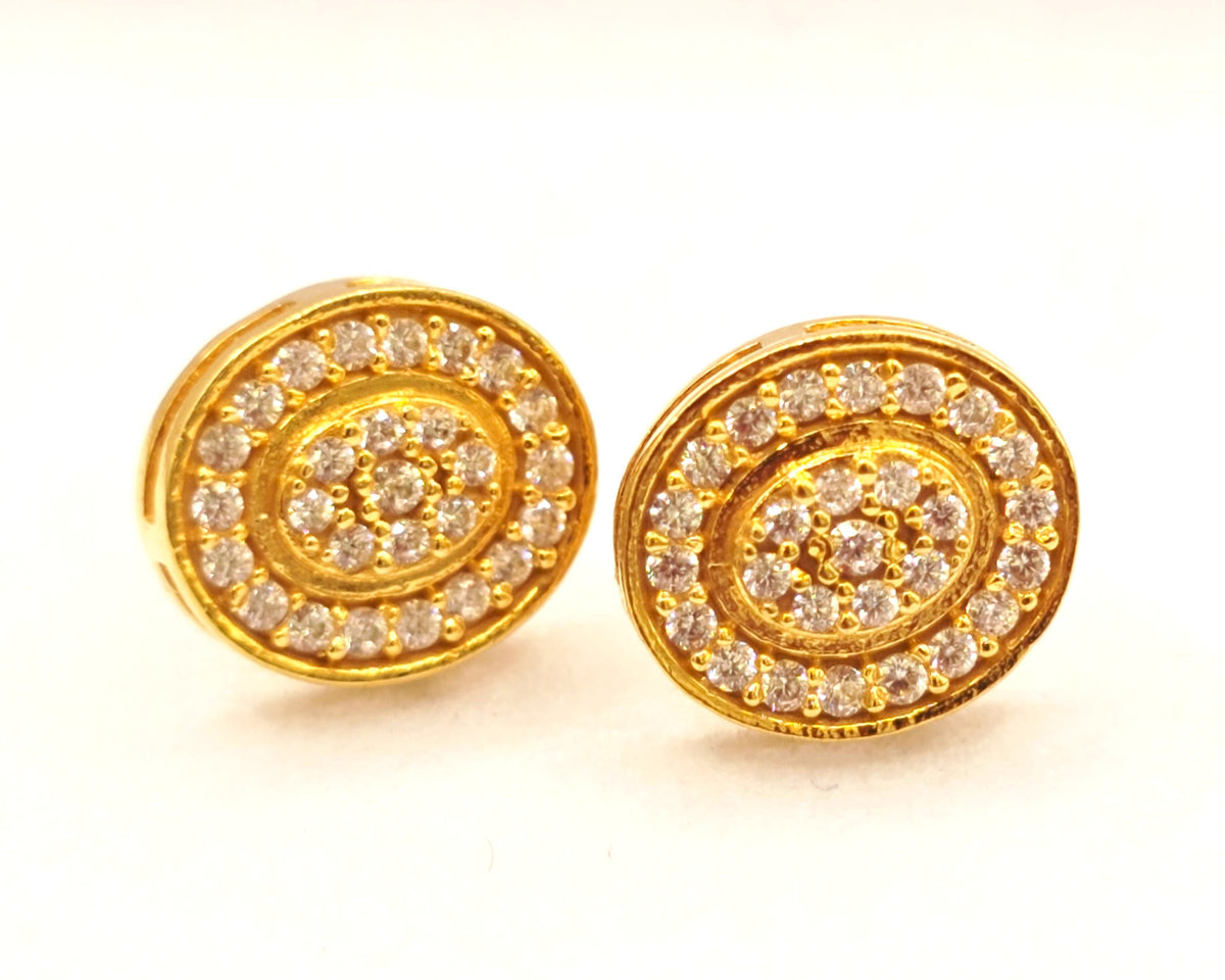 Oval Pave Halo Studs