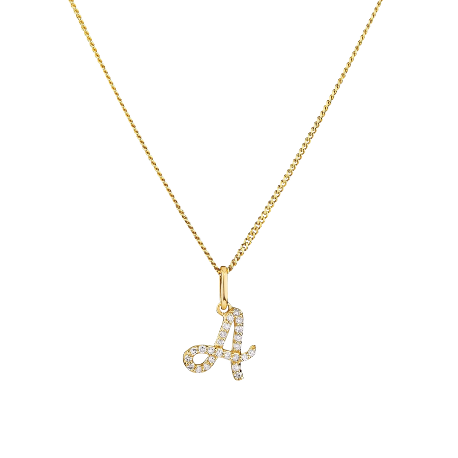 9ct Yellow Gold Initial Pendant Diamond Necklace TGW 0.071