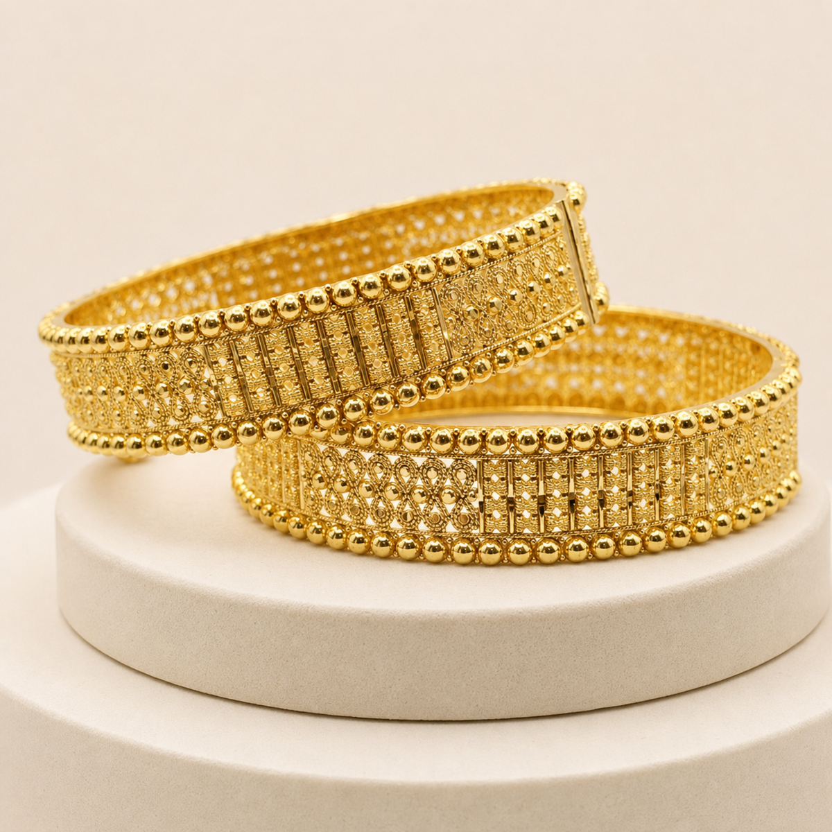 Filigree Bangle Pair in 22ct gold — view 4