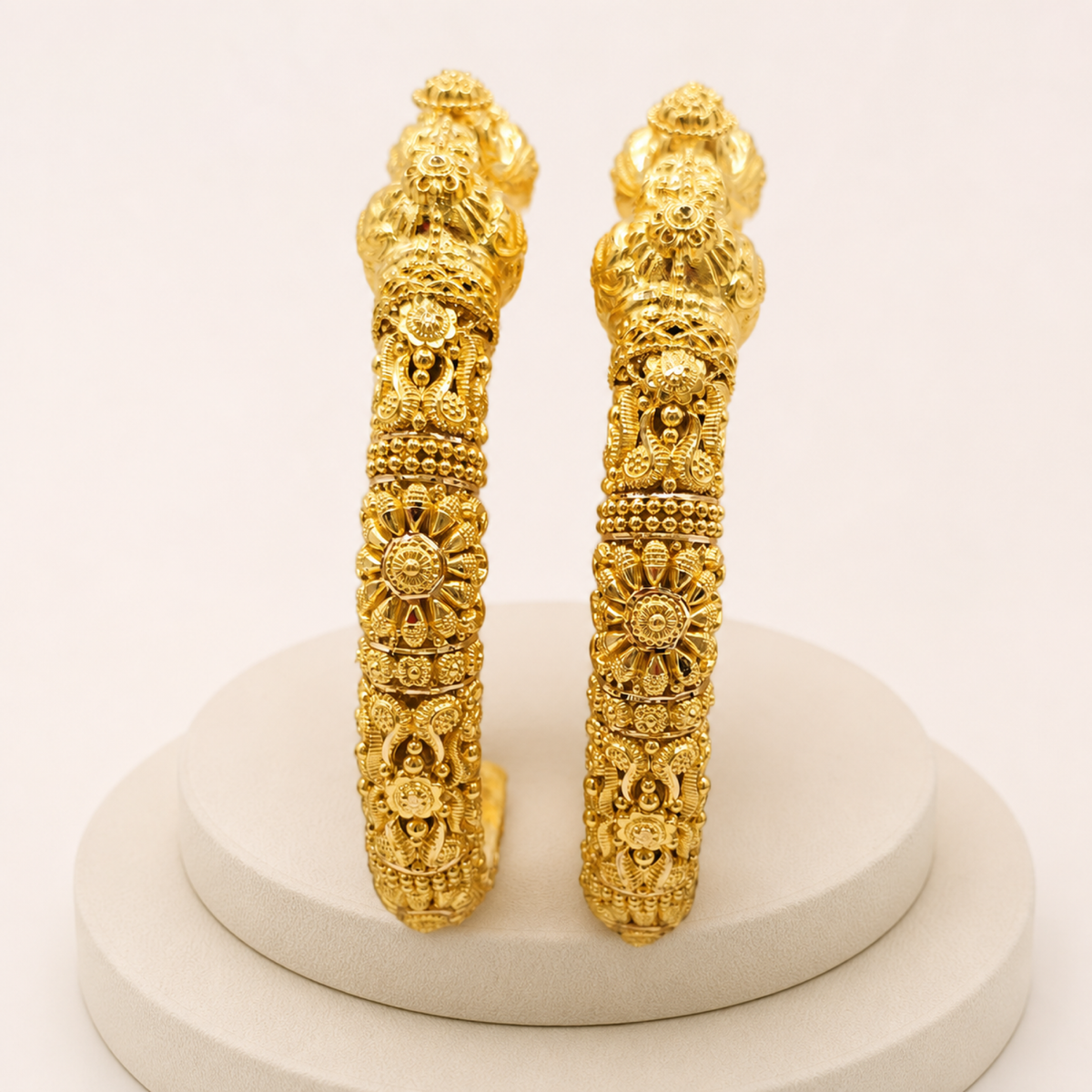 Rosette Bangle Pair in 22ct gold — view 1