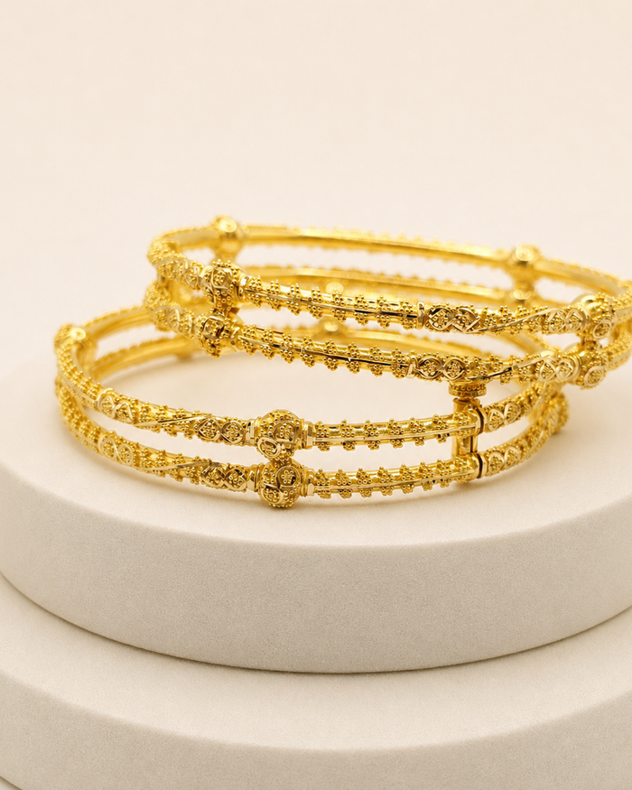 Four Rail Bangle Set in 22ct gold — view 1