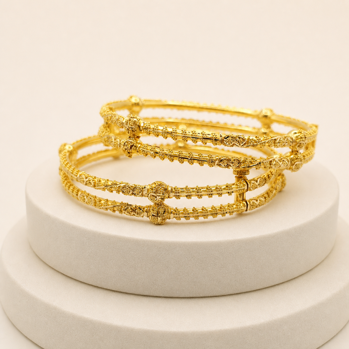 Four Rail Bangle Set in 22ct gold — view 1