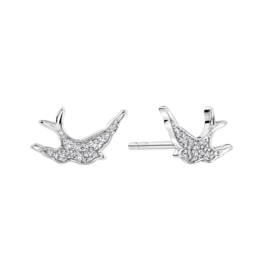 Bluebird of Happiness Diamond Earrings in 9ct White Gold