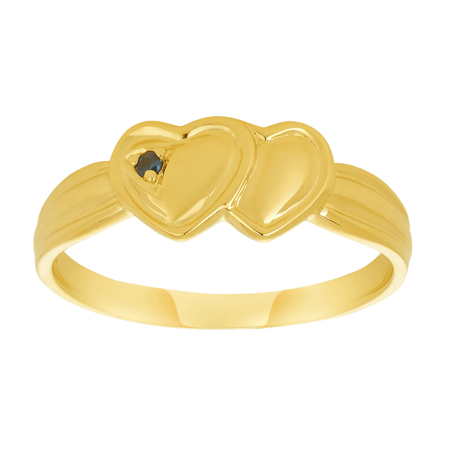 Children's Heart Polished Sapphire Ring in 9ct Yellow Gold
