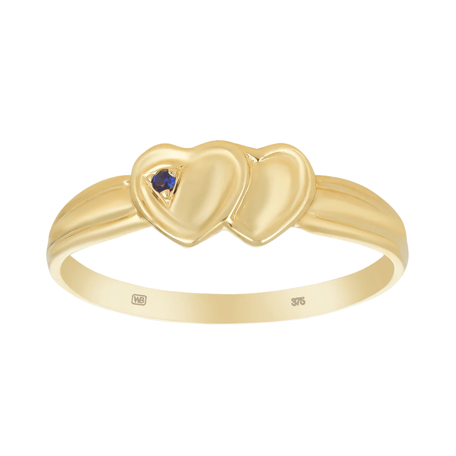 Children's Heart Polished Sapphire Ring in 9ct Yellow Gold