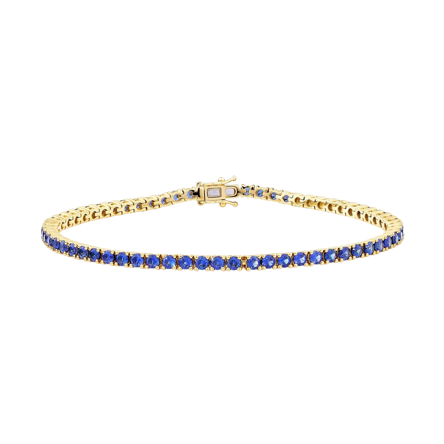 Created Sapphire Tennis Bracelet in 9ct Yellow Gold