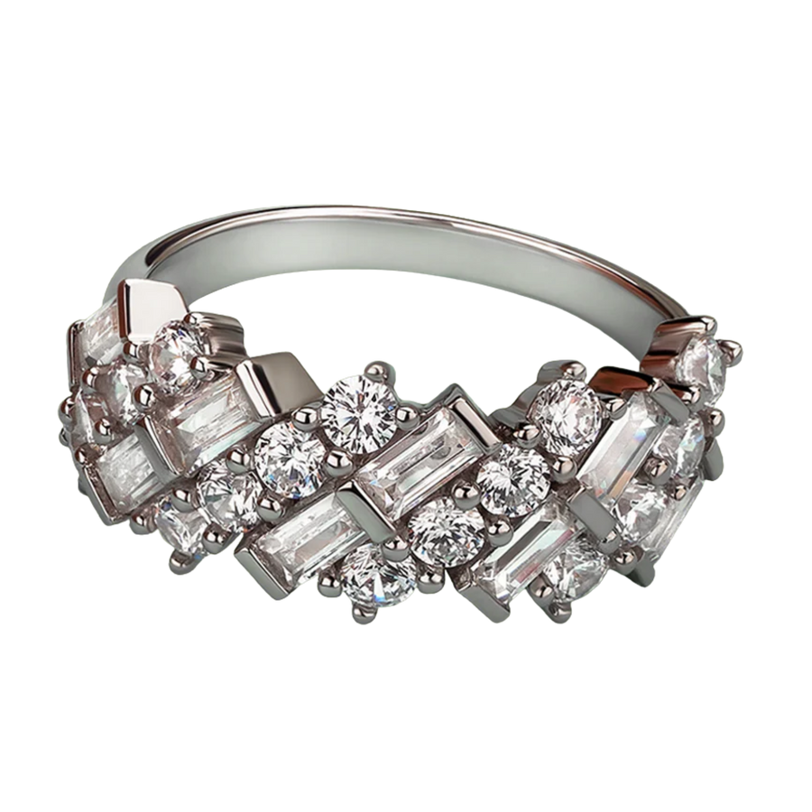 Cubic Zirconia Cluster Ring in Sterling Silver