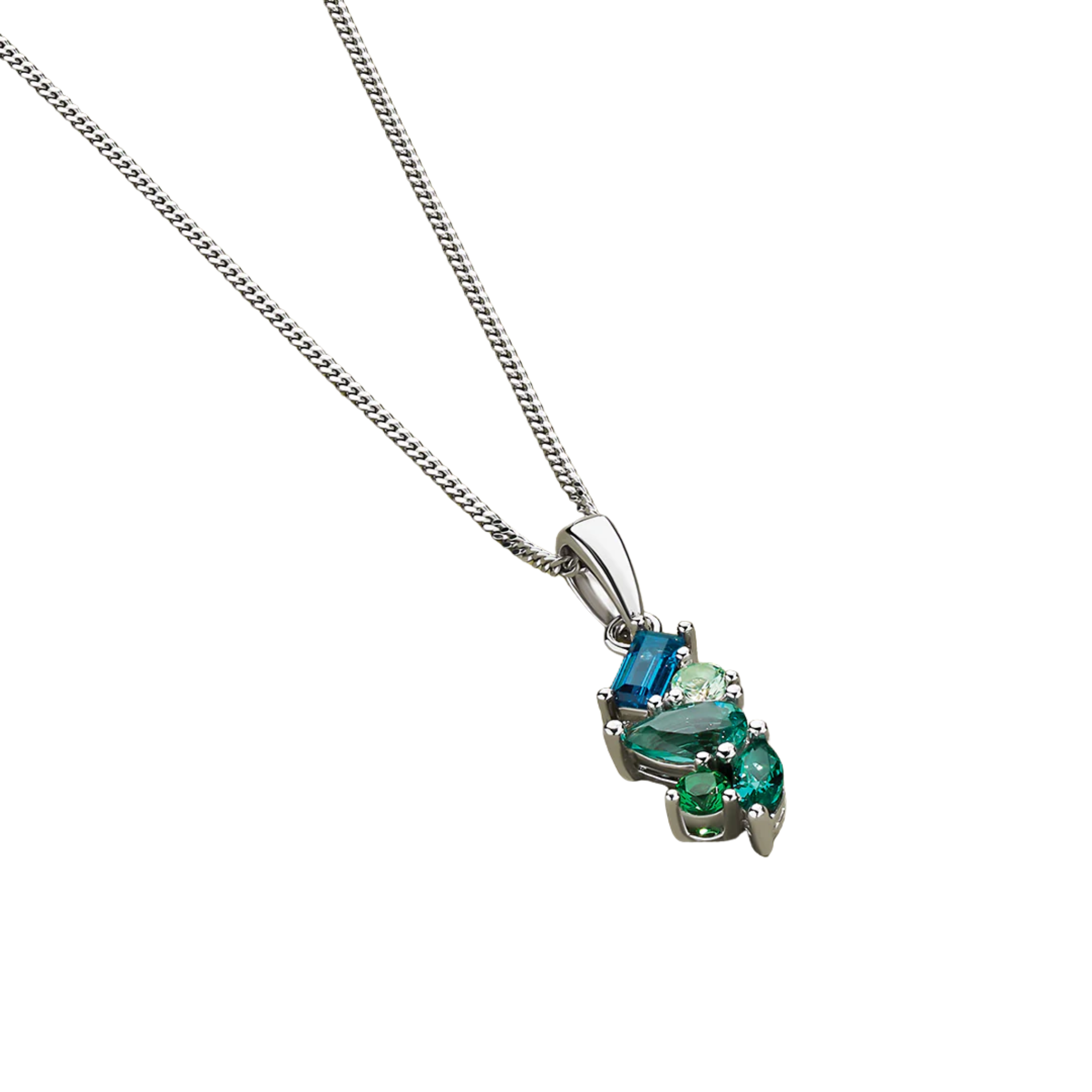 Cubic Zirconia Scattered Pendant in Sterling Silver Rhodium Plate