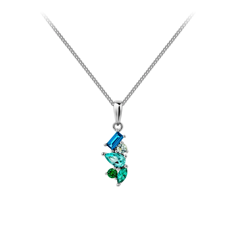 Cubic Zirconia Scattered Pendant in Sterling Silver Rhodium Plate