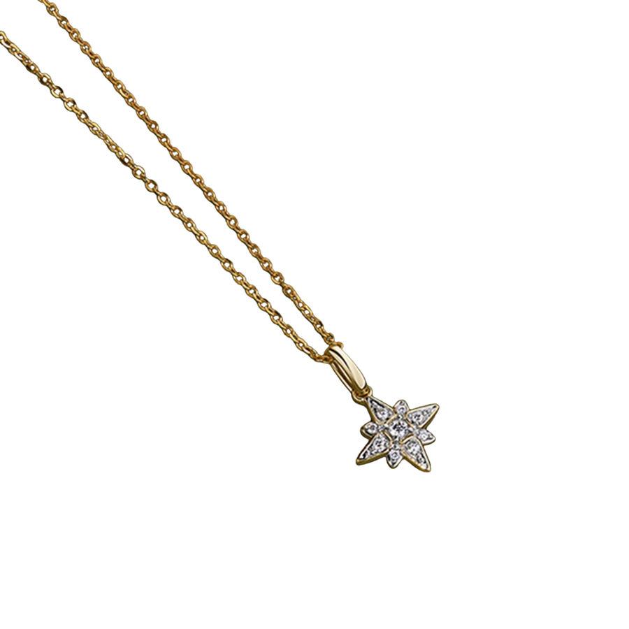 Diamond Star Pave Set Pendant in 9ct Yellow Gold
