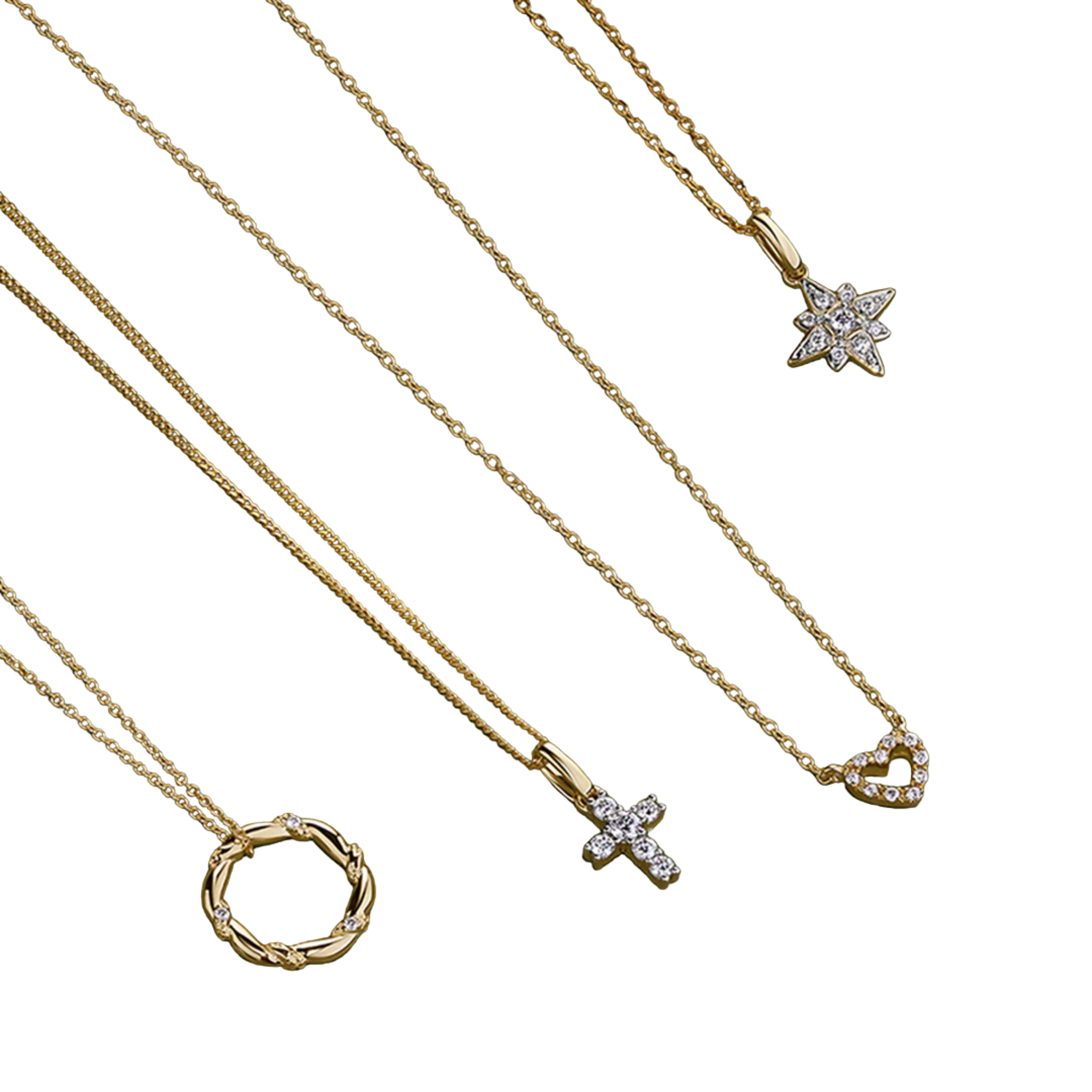Diamond Star Pave Set Pendant in 9ct Yellow Gold