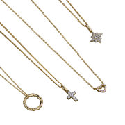 Diamond Star Pave Set Pendant in 9ct Yellow Gold