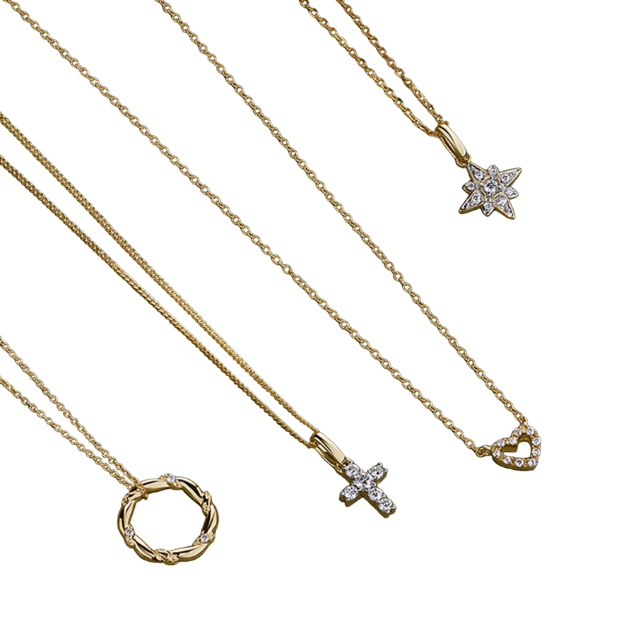 Diamond Star Pave Set Pendant in 9ct Yellow Gold