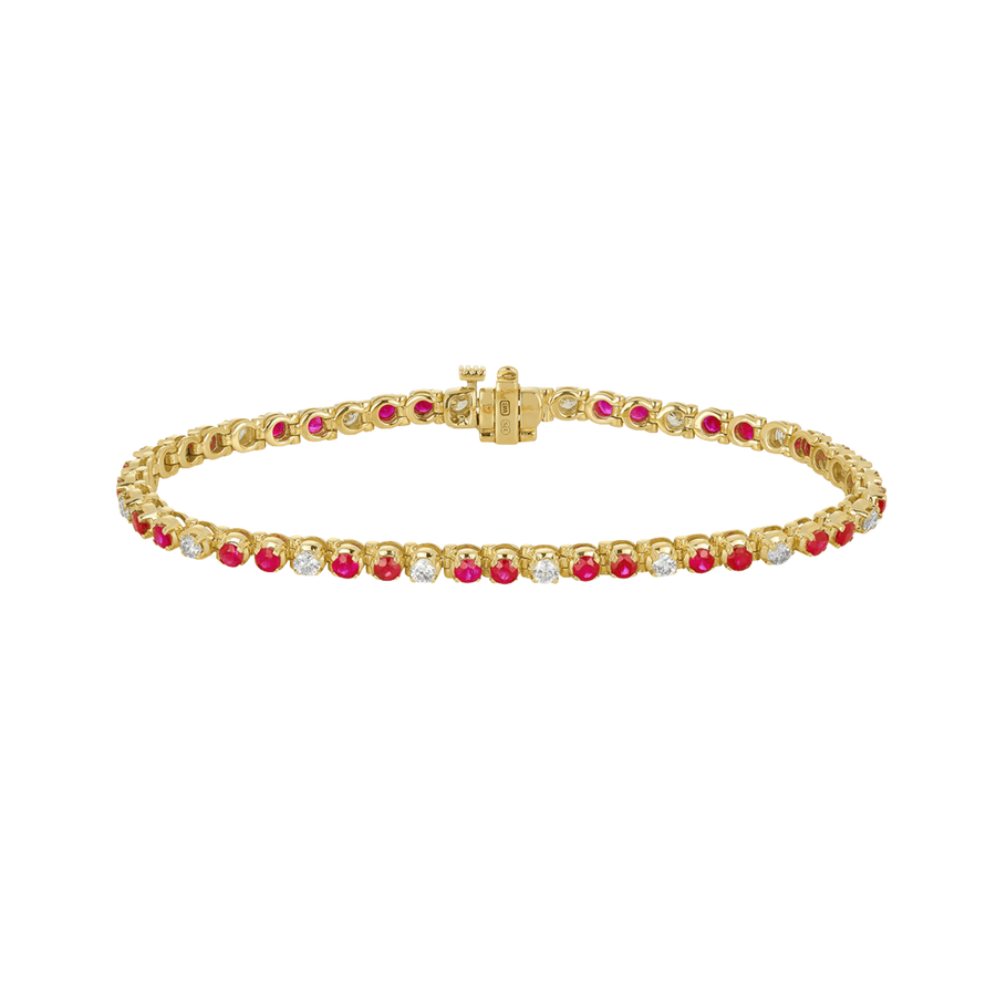 Diamond & Ruby Tennis Bracelet in 9ct Yellow Gold