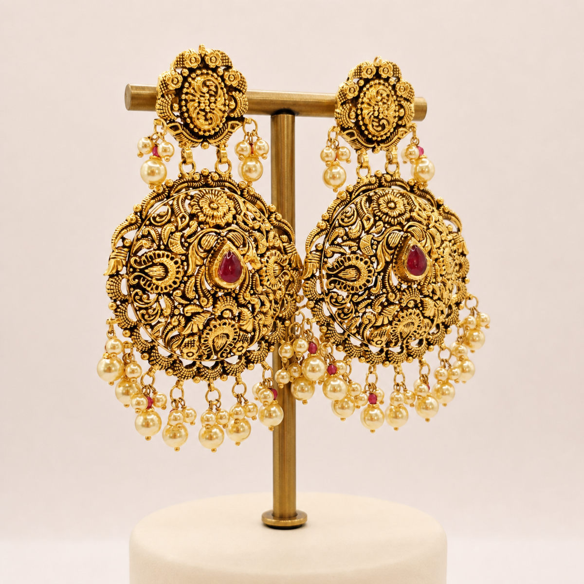 Temple Drop Earrings in 22ct gold — view 2