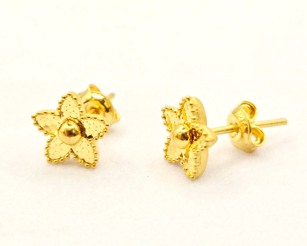 Textured Floral Star Studs