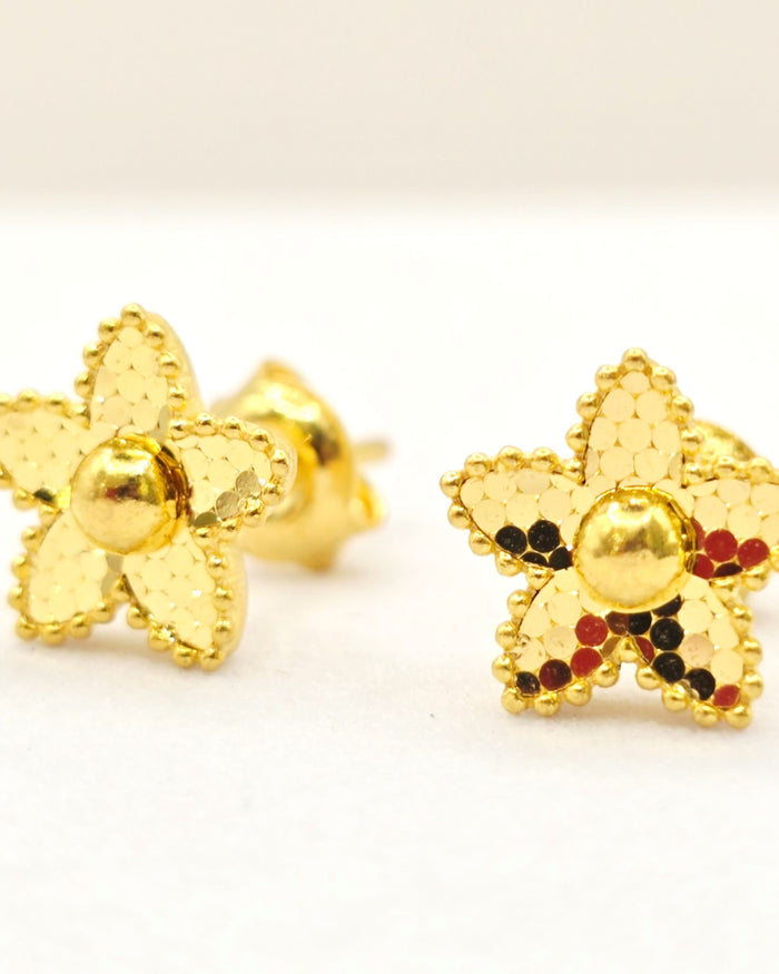 Textured Floral Star Studs