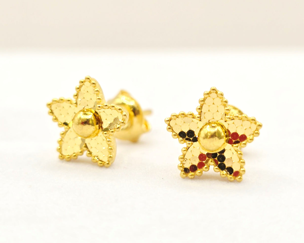 Textured Floral Star Studs