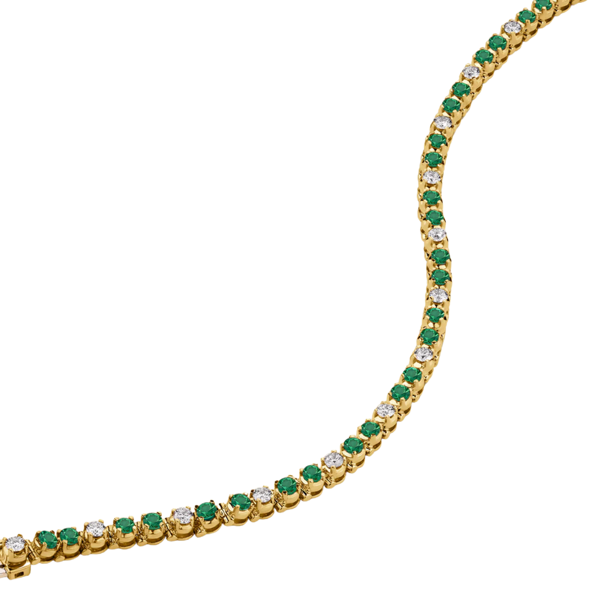 Emerald & Diamond Tennis Bracelet in 9ct Yellow Gold