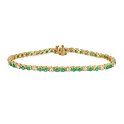 Emerald & Diamond Tennis Bracelet in 9ct Yellow Gold