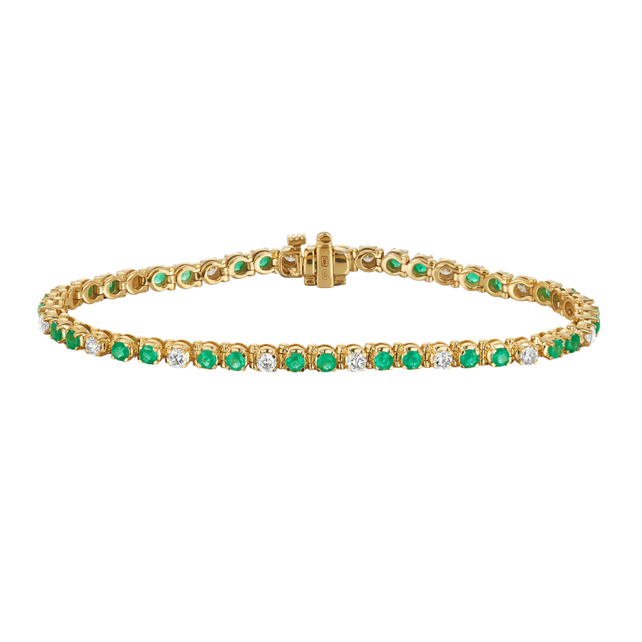 Emerald & Diamond Tennis Bracelet in 9ct Yellow Gold