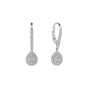 Everlasting 0.50ct TW Lab Grown Diamond Pear Cut Double Halo Drop Earrings in 9ct White Gold