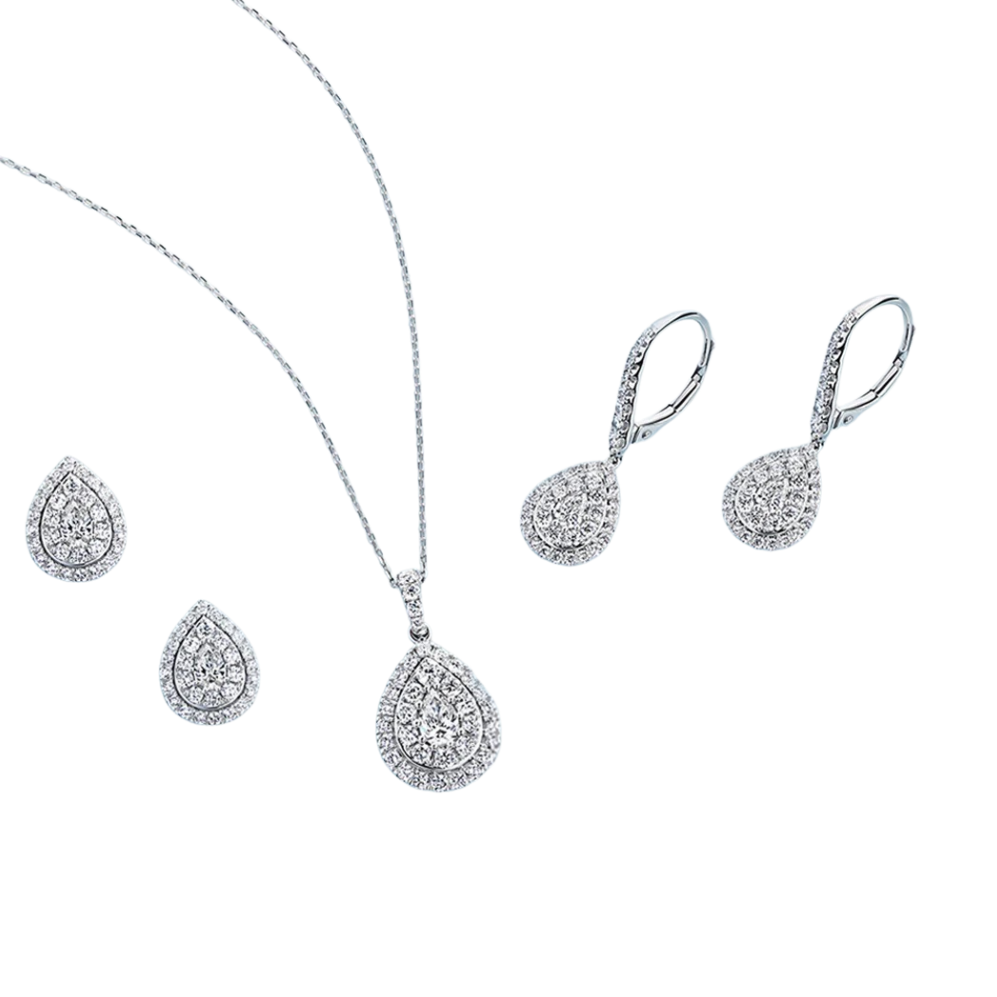 Everlasting 0.50ct TW Lab Grown Diamond Pear Cut Double Halo Earrings in 9ct White Gold