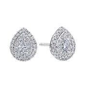 Everlasting 0.50ct TW Lab Grown Diamond Pear Cut Double Halo Earrings in 9ct White Gold