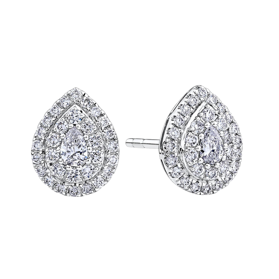 Everlasting 0.50ct TW Lab Grown Diamond Pear Cut Double Halo Earrings in 9ct White Gold