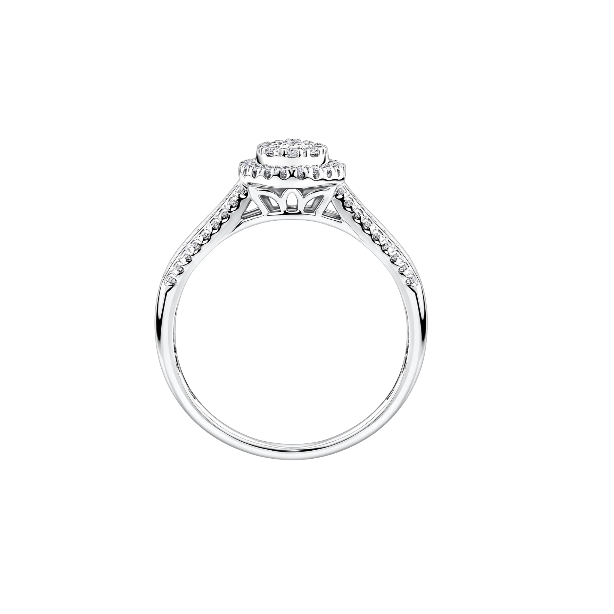 Everlasting 0.50ct TW Lab Grown Diamond Pear Cut Double Halo Engagement Ring in 9ct White Gold