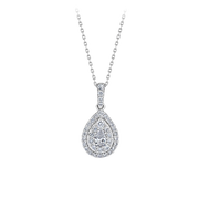 Everlasting 0.50ct TW Lab Grown Diamond Pear Cut Double Halo Pendant in 9ct White Gold