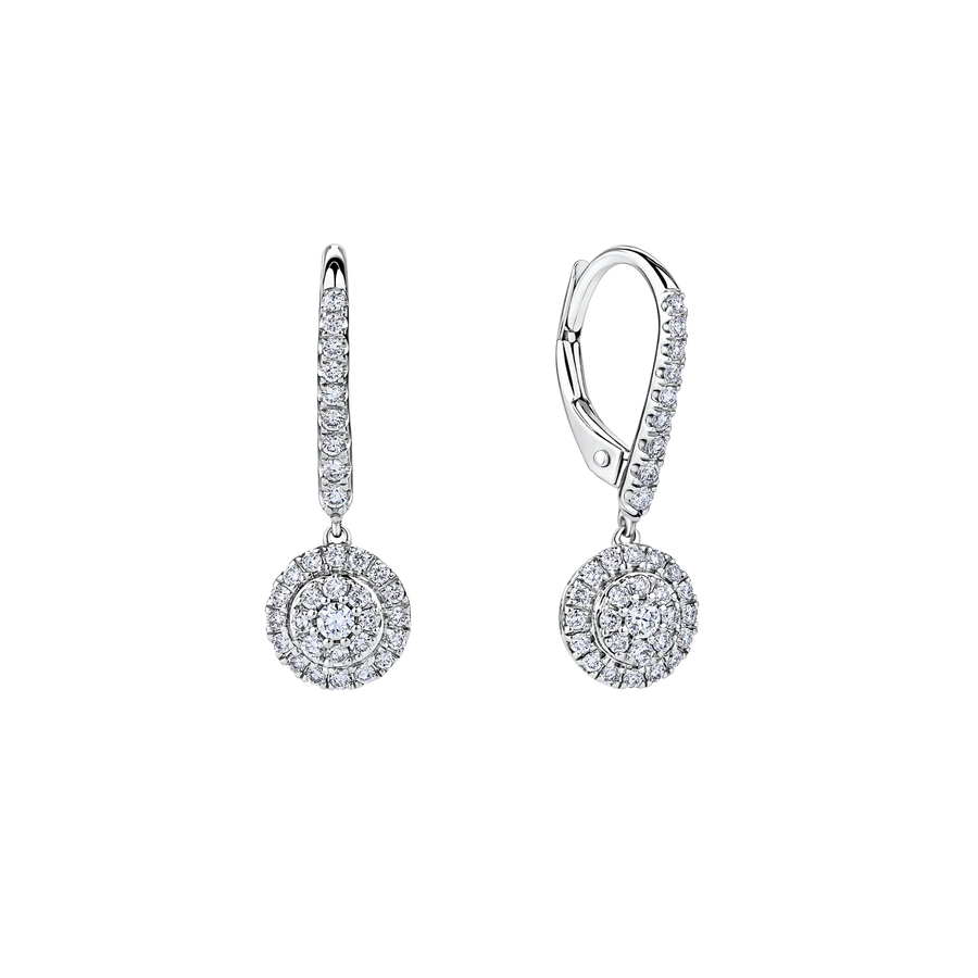 Everlasting 0.50ct TW Lab Grown Diamond Round Brilliant Double Halo Drop Earrings in 9ct White Gold