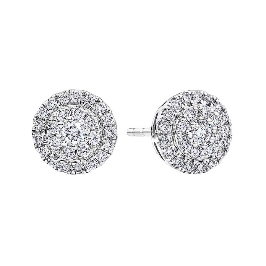Everlasting 0.50ct TW Lab Grown Diamond Round Brilliant Double Halo Earrings in 9ct White Gold